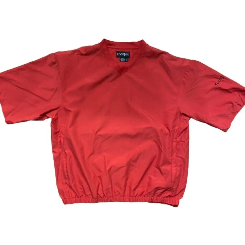FootJoy Athletic Pullover Short Sleeved Red Windbreaker Golf Jacket Men's XL